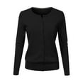 thumbnail image 1 of ZJXFGS Women's Button Down Crew Neck Long Sleeve Soft Knit Cardigan Sweaters Black L, 1 of 4