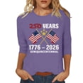 thumbnail image 1 of ZJXFGS Women's Casual 3/4 Sleeve T Shirts,Summer Casual Tops Blouse Workout Y2K Clothes Vacation Outfits Womens Holiday Tops Dressy Beach Vacation Trendy Women'S Clothing Light Violet 2XL, 1 of 4