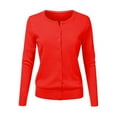 thumbnail image 1 of ZJXFGS Women's Classic Long Sleeve Knit Cardigan Sweaters Casual Open Front Button Down Cardigans Red M, 1 of 4