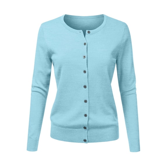 ZJXFGS Women's Fall Cardigan Sweaters 2026 Lightweight Oufits Clothes Fashion Trendy Long Sleeve Tops Casual Jackets Sky Blue L