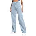 thumbnail image 1 of ZJXFGS Women's Jeans High Waisted Straight Leg Stretchy Jeans Trendy Loose Wide Leg Denim Pants with Pockets Light blue 5XL, 1 of 9