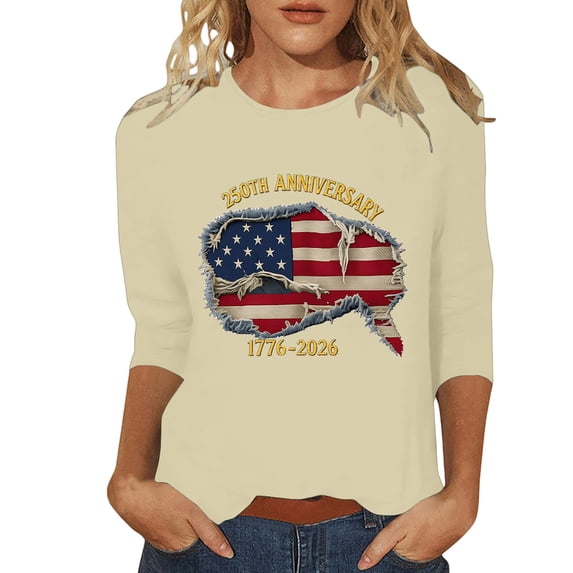 ZJXFGS Womens 3/4 Length Sleeve Tunic Tops,Going Out Blouse 3/4 Length Sleeve Soft Blouses Womens Holiday Tops Dressy Spring Fashion Clothes Vacation Outfits Basic Tee Tops Beige 5XL