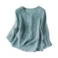 thumbnail image 1 of ZJXFGS Womens Blouses formal Tops Cute Blouses Basic Tops for Woman Plus Size Blouses 3/4 Length Sleeve Womens Tops Cute Blouses for Women Blue 3XL, 1 of 7