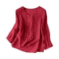 thumbnail image 1 of ZJXFGS Womens Blouses formal Tops Cute Blouses Basic Tops for Woman Plus Size Blouses 3/4 Length Sleeve Womens Tops Cute Blouses for Women Red XL, 1 of 7