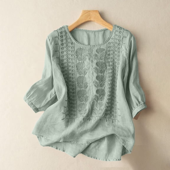 ZJXFGS Womens Boho T Shirts Women Blouses Cooling Shirts Peasant Blouses for Women Ladies Tops and Blouses Going Out Tops Tops for Women Trendy Pink L
