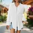 thumbnail image 1 of ZJXFGS Womens Button Down Shirts Linen Cotton Gauze Tops Loose Fit Boyfriend Shirts for Women Fall Button Down Shirts White 3XL, 1 of 5