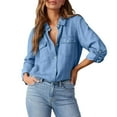 thumbnail image 1 of ZJXFGS Womens Denim Tops Long Sleeve Button Down Tops Womens Western Tops Jean Shirts for Women Denim Blue 2XL, 1 of 6