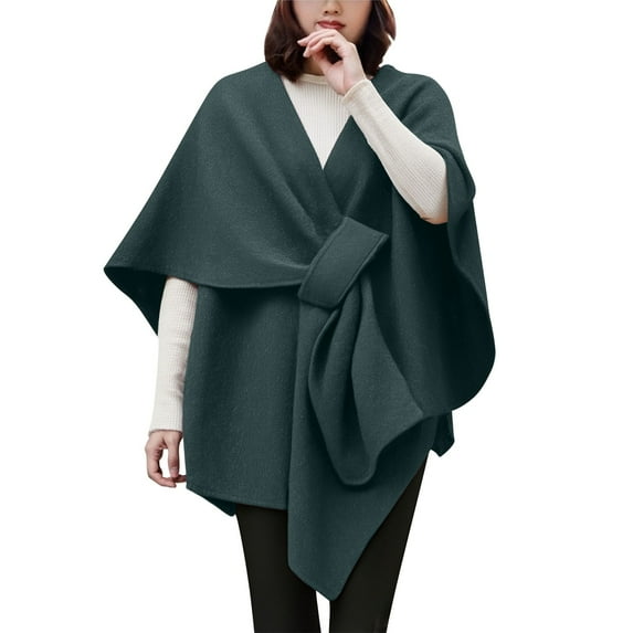 ZJXFGS Womens Large Cross Front Poncho Sweater Wrap Topper Elegant Shawls Cape For Fall Winter Winter Clothing For Women Fall Sweaters For Women Shawls For Women Shawl Wraps For Women Green One Size
