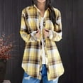 thumbnail image 1 of ZJXFGS Womens Long Sleeve Flannel Shirt Button Down Plaid Shirts Boyfriend Shirt Tops for Women Womens Fall Plaid Shacket Yellow 3XL, 1 of 9