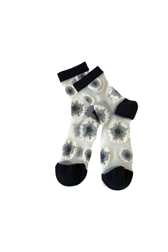 Womens Low Cut Print Socks Cute Socks for Girls Ankle Socks for Women Gifts Womens Socks Lace Mesh Crew Socks Dress Sock Thin Nylon Sock Thin Soft Cotton Socks for Women Black One Size