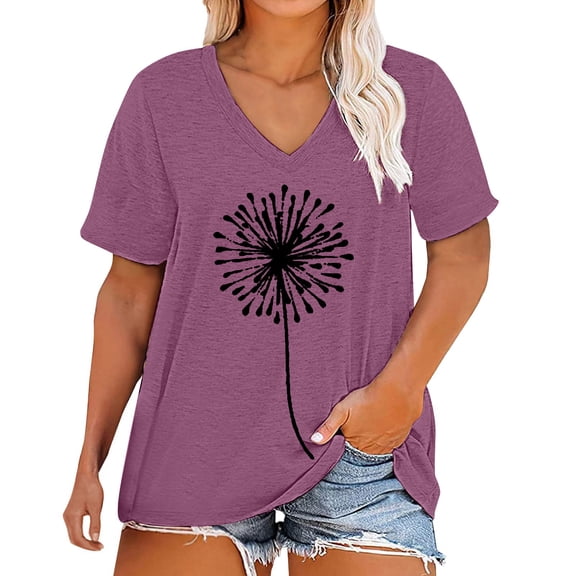 ZJXFGS Womens Oversized Tshirt Sunflower Graphic Shirts Womens Tops Loose Fit Tops Oversized Tshirts for Women Purple 4XL