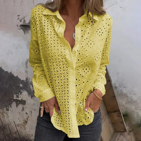 ZJXFGS Womens Plus Size Blouses Womens Casual Tops Womens Fall Fashion 2025 Work Blouses for Women 2025 Ladies Tops and Blouses Y2K Shirts for Women Plus Size Tops for Wome Yellow 5XL