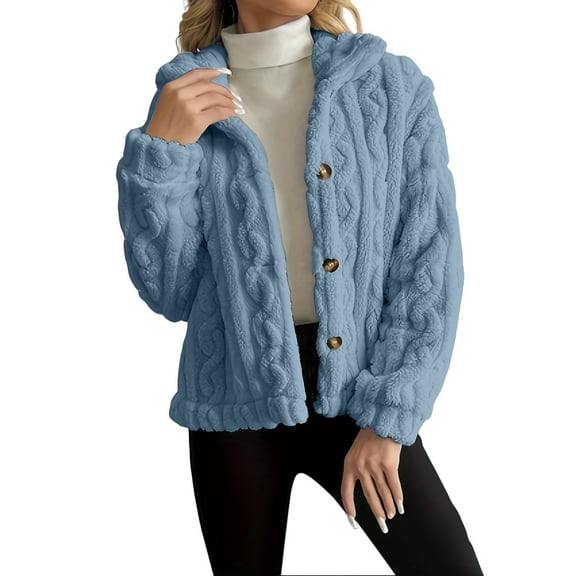 ZJXFGS Womens Plus Size Fleece Jacket,Womens Coats And Jackets,Sherpa Jacket Women,Winter Jacket,Winter Clothing For Women,Winter Coats For Women,Light Weight Jackets Womens,Blue,2XL