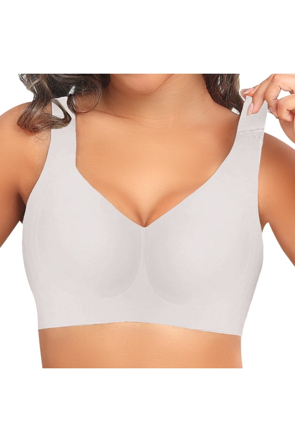 Womens Seamless Jelly Bras,Everyday Bras,Wireless Bra for Women with Support,Wireless Bralette Full Coverage Sports Bra,Gentle Lifting Bra for Seniors Gray 3XL