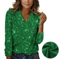 thumbnail image 1 of ZJXFGS Womens Sequin Tops for Gillter Party Women'S Fall Shirts Women Sequin Streetwear Shirts Womens Casual Shirts Cute Tops for Women Green 3XL, 1 of 9