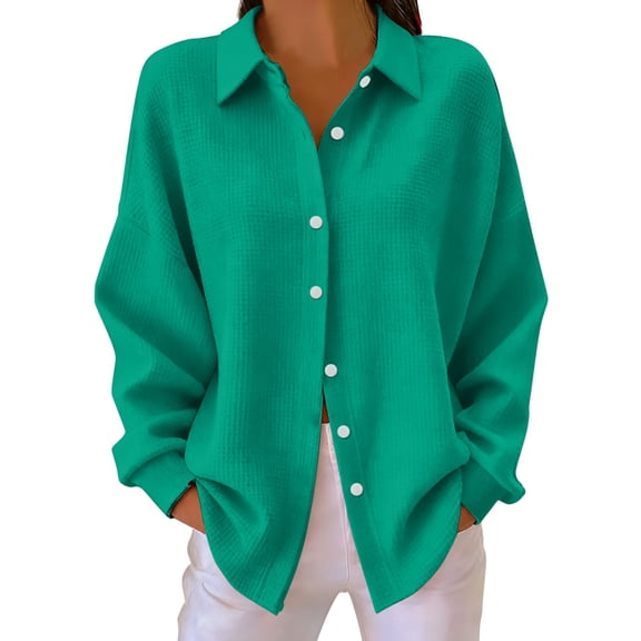 ZJXFGS Womens Shirts Shirts For Women Womens Button Down Shirt Women'S Tops, Tees & Blouses Button Down Shirts For Women Tunic Button Down Shirts For Women Fall Shirts For Women Mint Green S