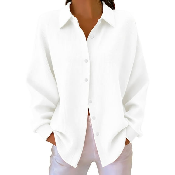 ZJXFGS Womens Shirts Shirts For Women Womens Button Down Shirt Women'S Tops, Tees & Blouses Button Down Shirts For Women Tunic Button Down Shirts For Women Fall Shirts For Women White M