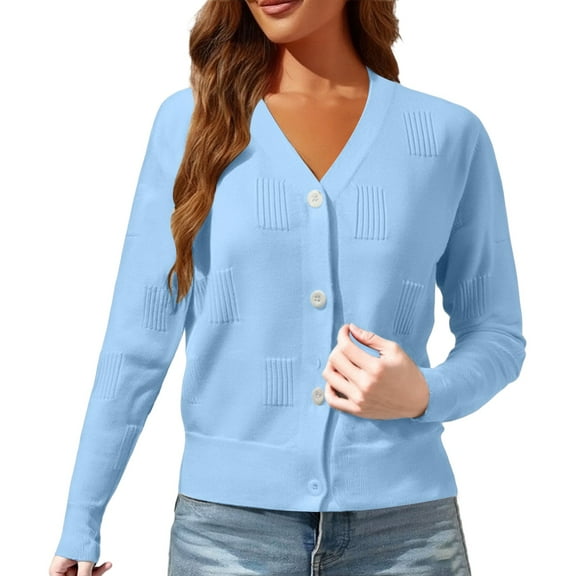 ZJXFGS Womens Sweaters,Cardigan Sweaters for Women,Women'S Cardigans,Cardigan Sweaters,Lightweight Cardigans for Women,Womens Cardigan Blue M
