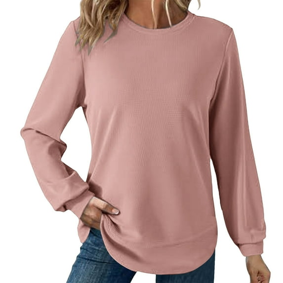 ZJXFGS Womens Sweatshirt,Sweatshirts for Women,Women'S Sweatshirt,Womens Hoodies,Womens Fall Clothes,Crew Neck Sweatshirts Women Pink XL