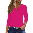 thumbnail image 1 of ZJXFGS Womens' Tops, Tees & Blouses Blouses for Women Casual Womens Workout Tops Blouses for Women Dressy Casual Womens 3/4 Sleeve Tops and Blouses Womens Blouses Dressy Pink 3XL, 1 of 5