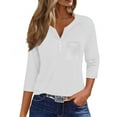 thumbnail image 1 of ZJXFGS Womens' Tops, Tees & Blouses Blouses for Women Casual Womens Workout Tops Blouses for Women Dressy Casual Womens 3/4 Sleeve Tops and Blouses Womens Blouses Dressy White L, 1 of 5