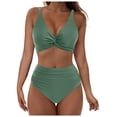 thumbnail image 1 of ZJXFGS Womens Tummy Control Bathing Suits,Push Up Twist Front Ruched Bathing Suit Tummy Control Bathing Suit Tie Back Slimming V Neck Swimwear Quickly Dry Beachwear Green XL, 1 of 6