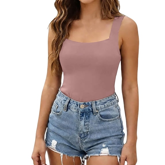 ZJXFGS Womens U Neck Shapewear Built-in Bra Tank Top High Strechy Slim Fit Compression Camisole Workout Tops Brick Red M