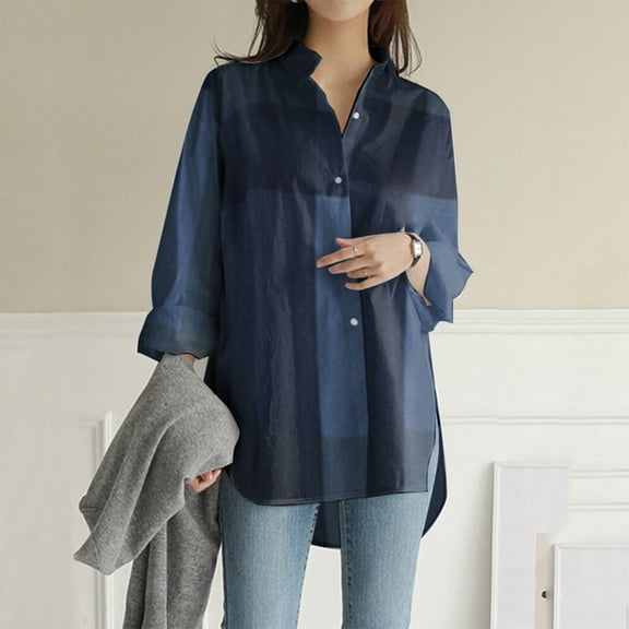 ZJXFGS Womens Work Tops Fall Tees Women Blouses Cute Tops for Women Plus Size Tops Womens' Tops Tees & Blouses Womens Casual Tops Womens Tops Navy S