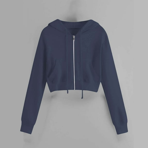 ZJXFGS Zipper Pocket Women Sweatshirt Tops Long Sleeve Casual Shirt Solid Women's Blouse Navy 4XL