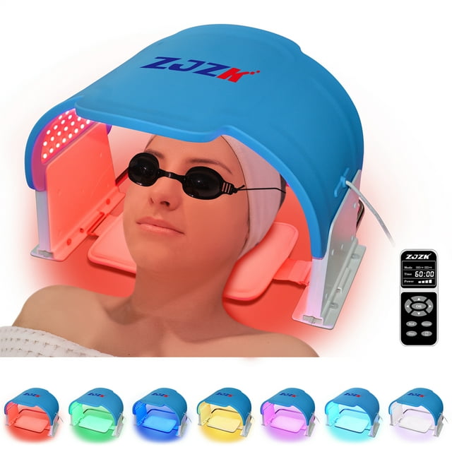 ZJZK 7 Lights Led Facial Mask Neck Face Care, Facial Led Ligth Mask