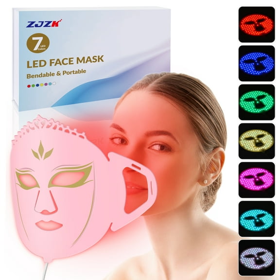 ZJZK Electric LED Photon Facial Mask Light Therapy Skin Rejuvenation Face Massager Anti-Aging Acne Wrinkle Removal SPA Beauty Machine