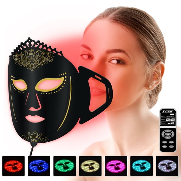 ZJZK Led Photon Beauty Mask Instrument Repair Damaged Skin Rejuvenation Remove Fine Lines Face and Neck Care Mask