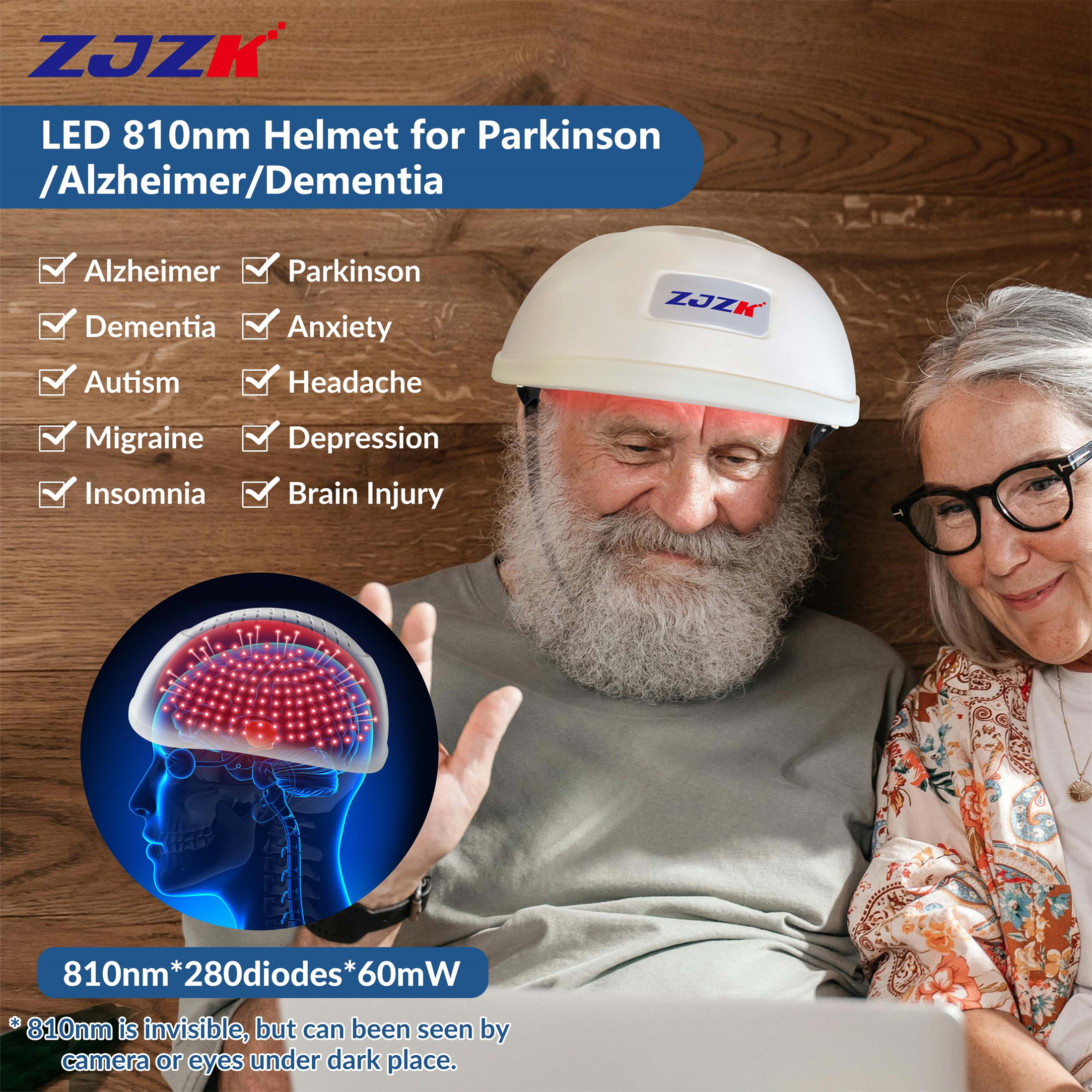 ZJZK Neuro Infrared Light Therapy Helmet for Depression Anxiety
