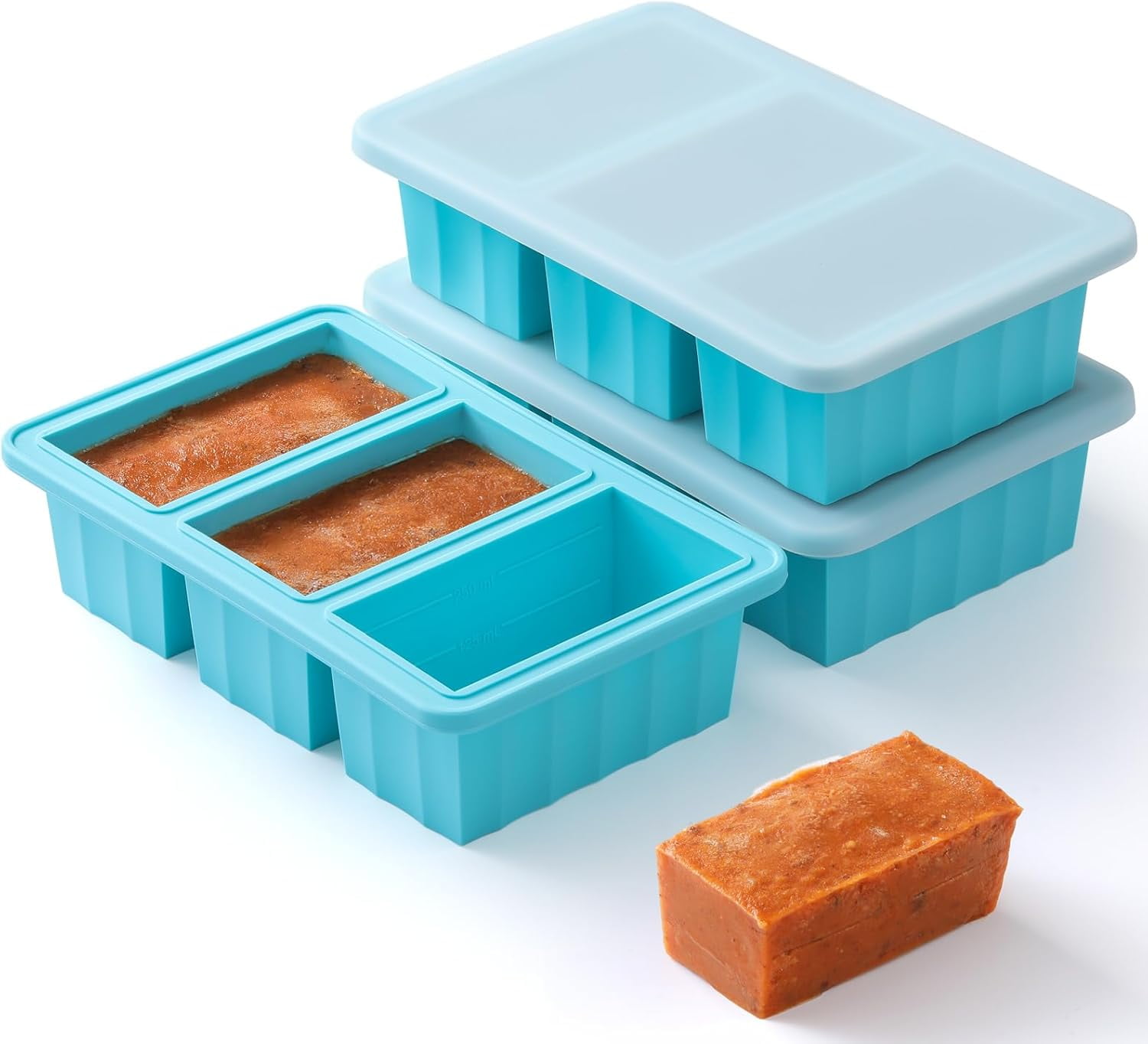 chdqwer 1-Cup Silicone Freezer Tray With Lid - Soup Food Cube Molds ...