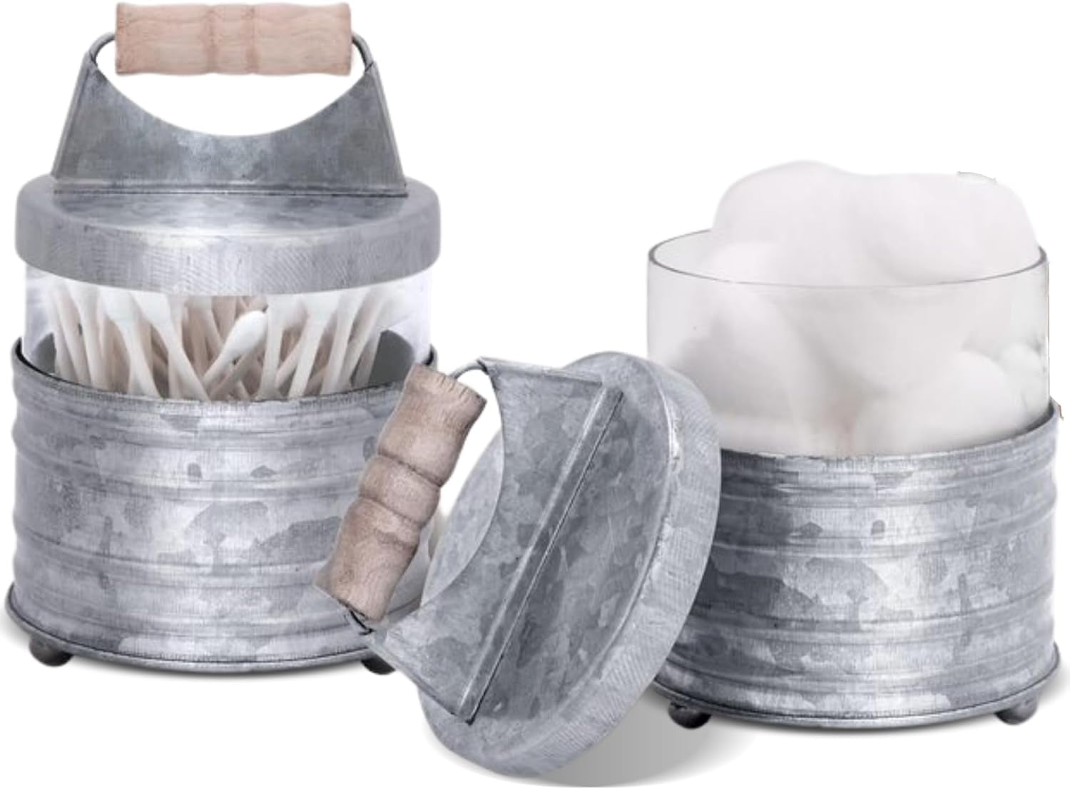 ZJbiubiuHome Galvanized Bathroom Apothecary Jars Set Farmhouse Bathroom ...