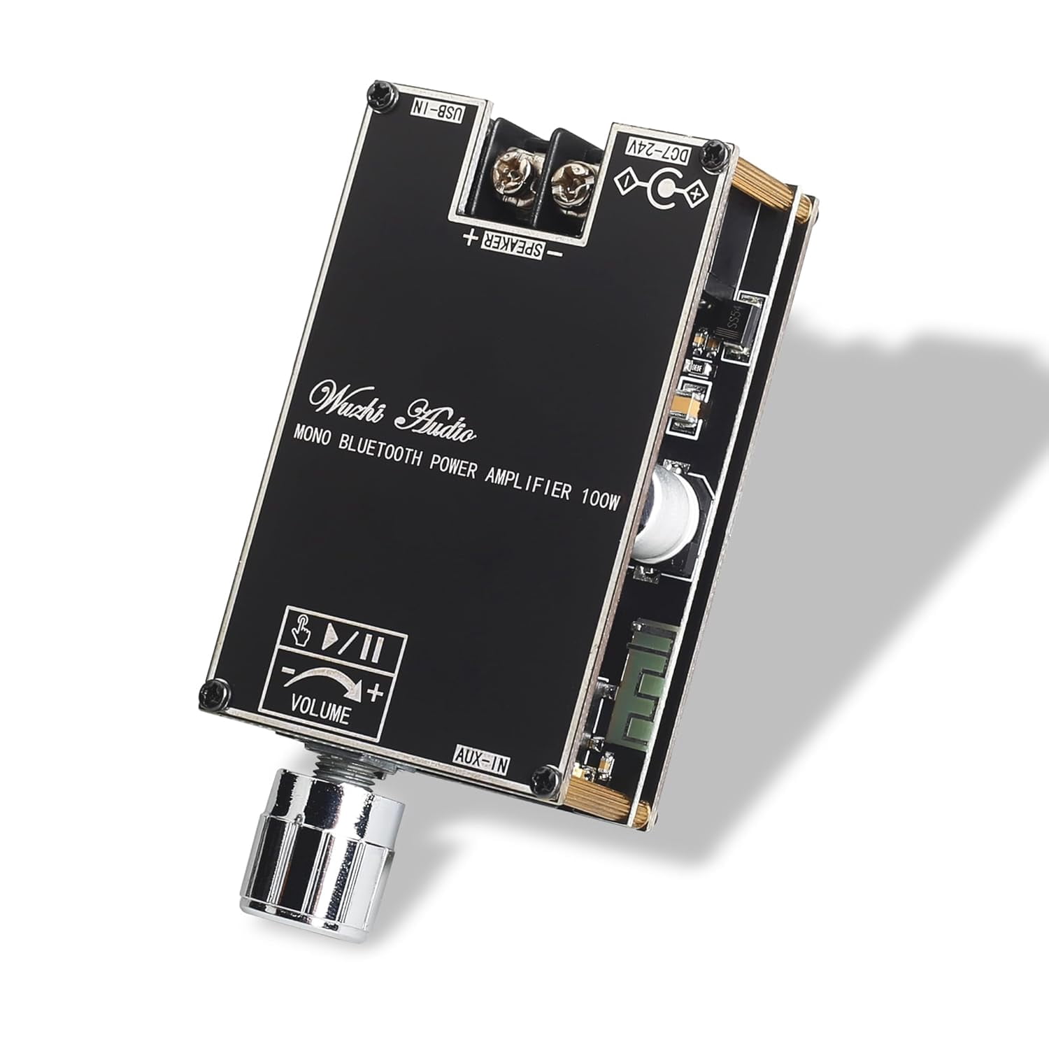 ZK-1001B Mono Amplifier Board with TWS, 100W Power Output, Vehicle Amplifier Wide Voltage Input 9-24V, Supports USB/AUX/Bluetooth, Black