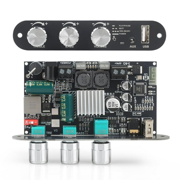 ZK-1001U Mono Amplifier Board with TWS, 100W Power Output, Vehicle Amplifier Wide Voltage Input 9-24V, Supports USB/AUX/Bluetooth, Black