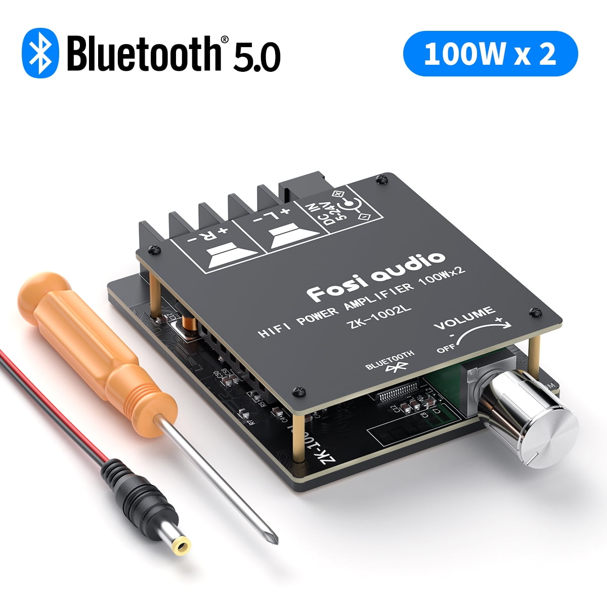 Produktbild von Fangxuee 2.1-Kanal Bluetooth 5.0 Verstärkerplatine – 50W X 2 + 100W Subwoofer – AUX & Bluetooth – 12-24 V DC