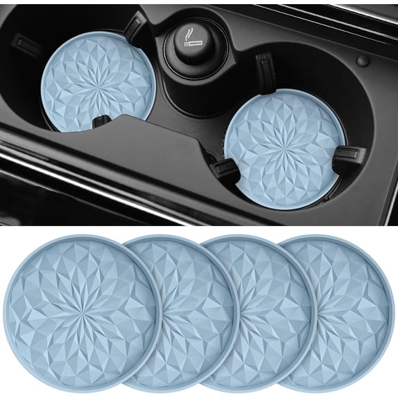 ZKAUTO Car Coasters for Cup Holders [4 Pack] - 2.75In Silicone Auto Mug Mats - Universal Non-Slip Recessed Car Interior Accessories - Ether