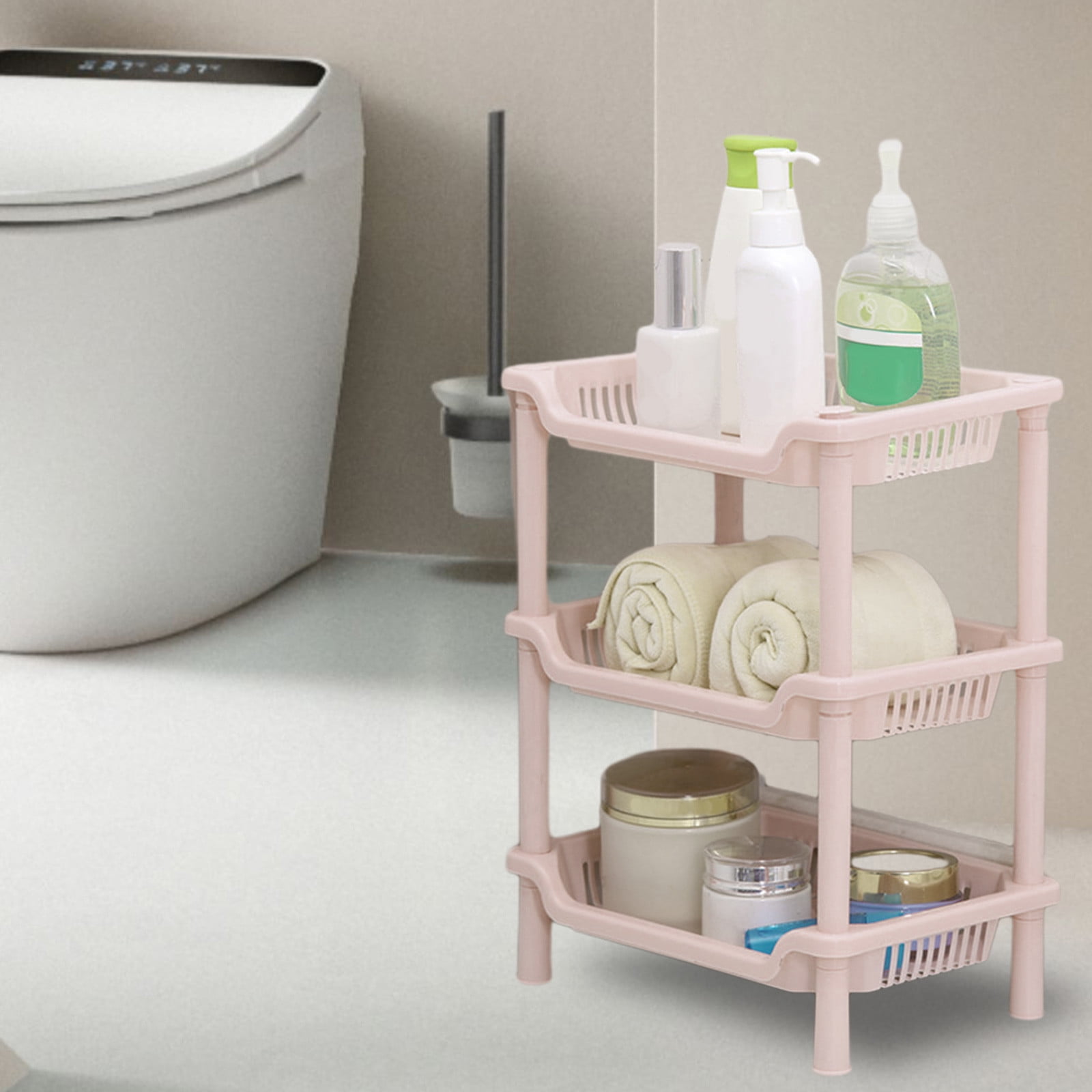ZKCCNUK 3 Tier Plastic Corner Organizer Sturdy Bathroom Storage Shelves ...
