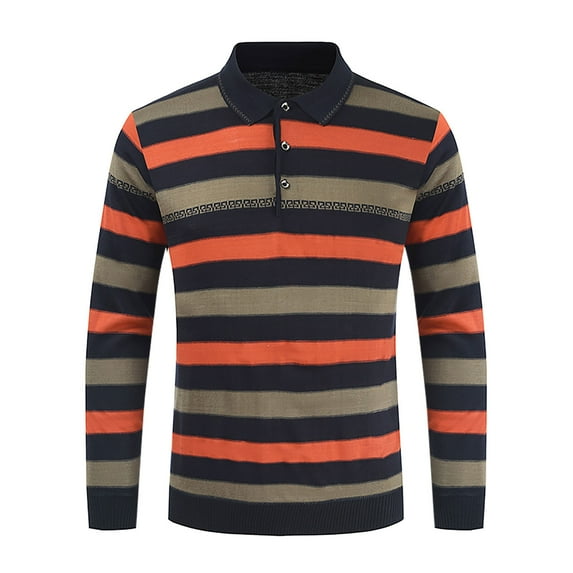 ZKCCNUK Autumn And Winter New Product Color-blocking Stripes Everyday Men's Long-sleeved Sweater