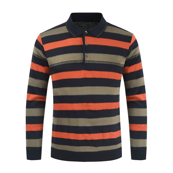 ZKCCNUK Autumn And Winter New Product Color-blocking Stripes Everyday Men's Long-sleeved Sweater