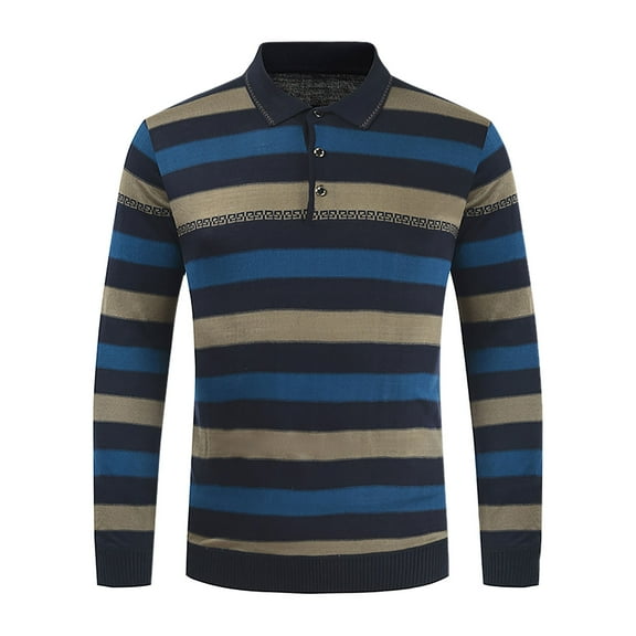 ZKCCNUK Autumn And Winter New Product Color-blocking Stripes Everyday Men's Long-sleeved Sweater