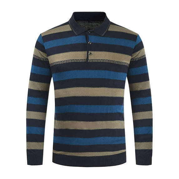 ZKCCNUK Autumn And Winter New Product Color-blocking Stripes Everyday Men's Long-sleeved Sweater
