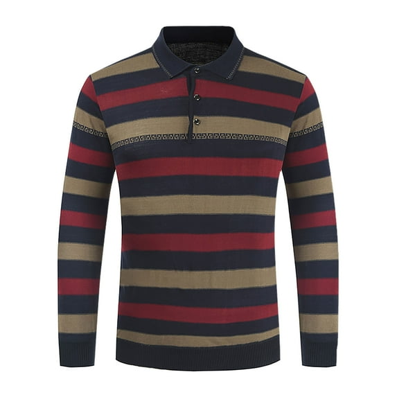 ZKCCNUK Autumn And Winter New Product Color-blocking Stripes Everyday Men's Long-sleeved Sweater