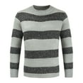 thumbnail image 1 of ZKCCNUK Autumn And Winter New Round Neck Color Matching Personality Trend Men's Striped Sweater, 1 of 4