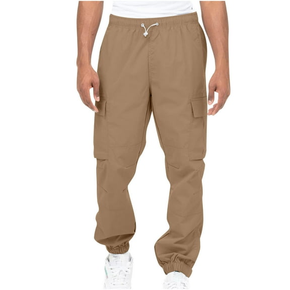 ZKCCNUK Cargo Pants for Men Solid Casual Multiple Pockets Outdoor Fitness Pants Cargo Pants Trousers Khaki XXXXL