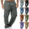 thumbnail image 1 of ZKCCNUK Cargo Pants for Men Solid Casual Multiple Pockets Outdoor Straight Type Fitness Pants Cargo Pants Trousers Dark Gray L, 1 of 6