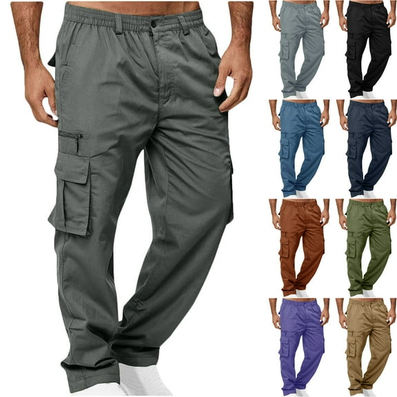 ZKCCNUK Cargo Pants for Men Solid Casual Multiple Pockets Outdoor Straight Type Fitness Pants Cargo Pants Trousers Dark Gray XXL