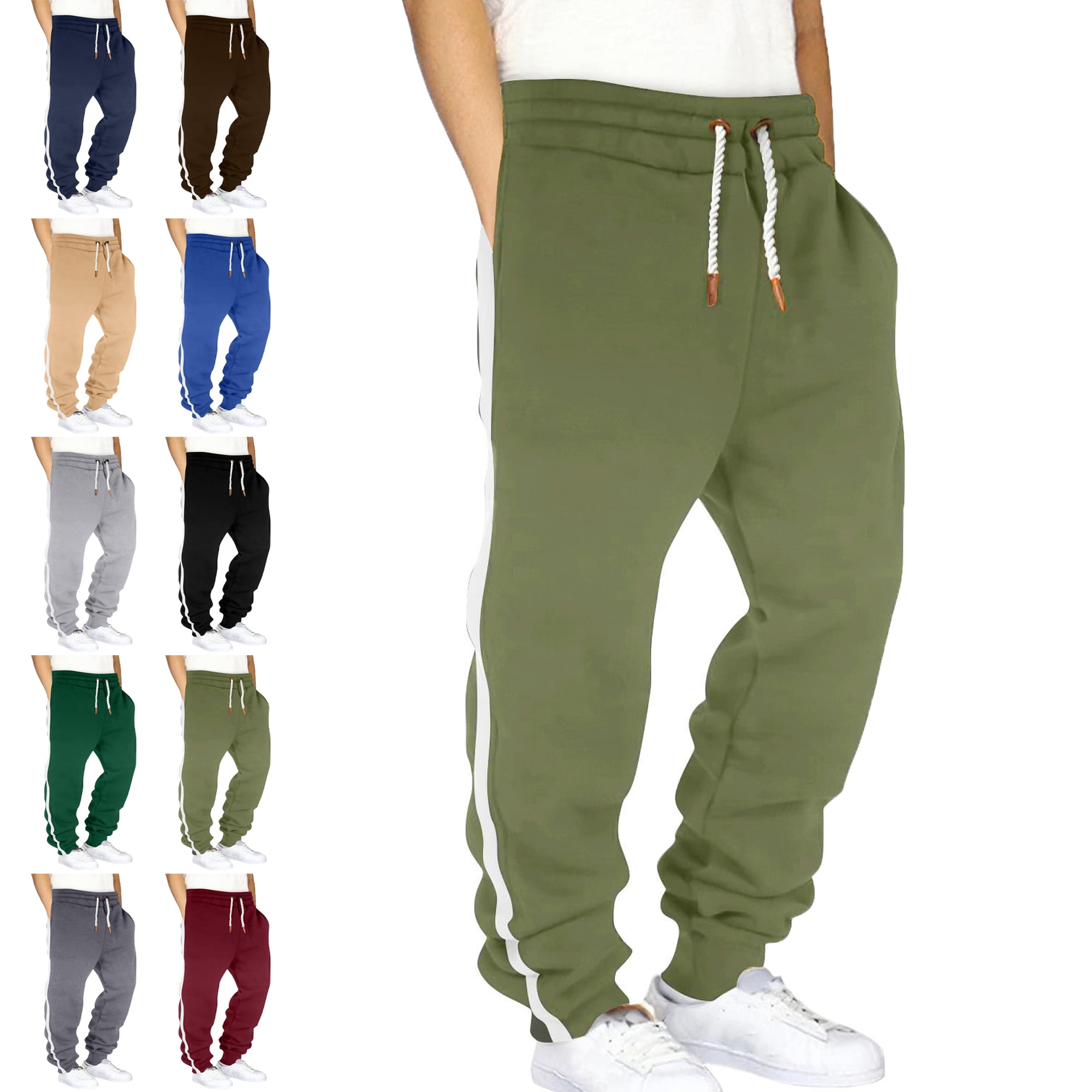 Acheter Pantalon De Sport Pour Hommes, Cordon De Serrage, Taille élastique, Poches De Couleur Unie, Doux, Respirant, Extensible, Bande à La Cheville, Jogging, Gym